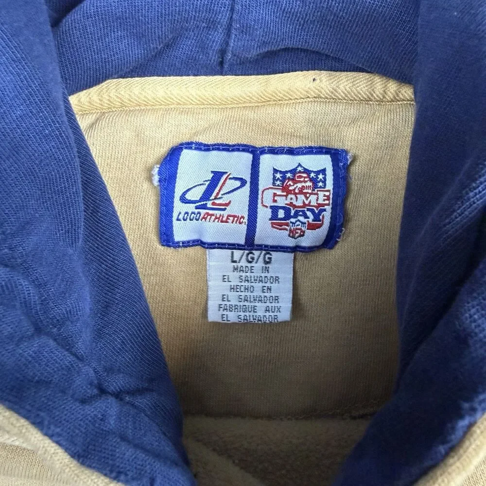 Vintage St. Louis Rams NFL Logo Athletic Game Day Hoodie Tan Large